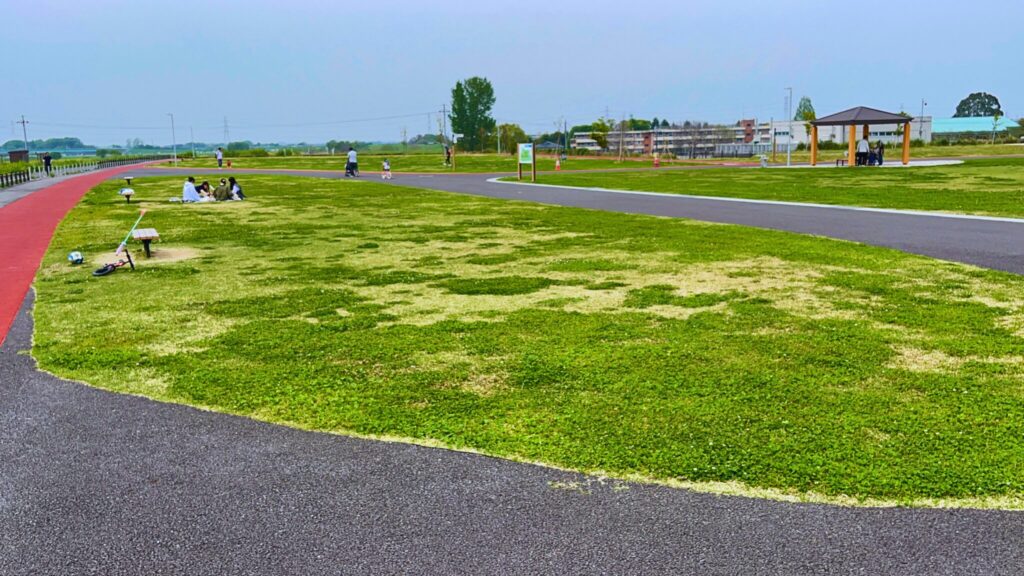 大間近隣公園(大間見晴らしの丘)の全面芝の多目的広場