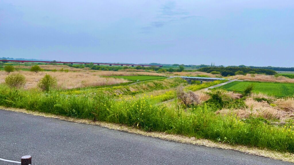 大間近隣公園(大間見晴らしの丘)から見渡した川幅日本一のパノラマ