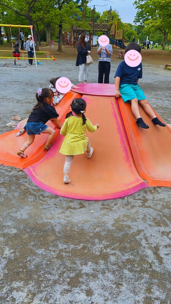 岩槻城址公園のわんぱく広場内にある山形のすべり台