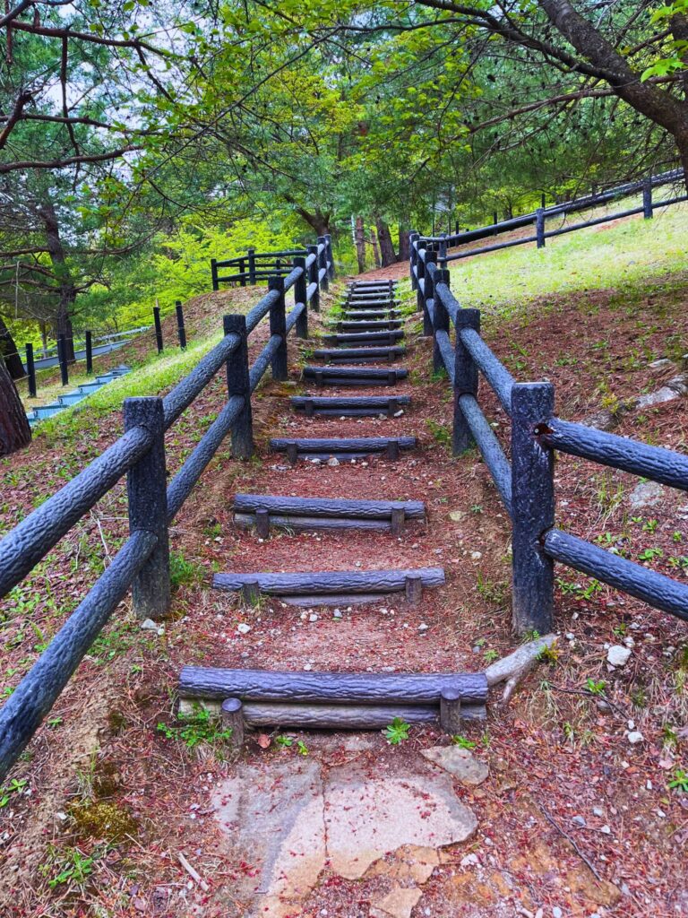 地附山公園のローラーすべり台へ続く階段