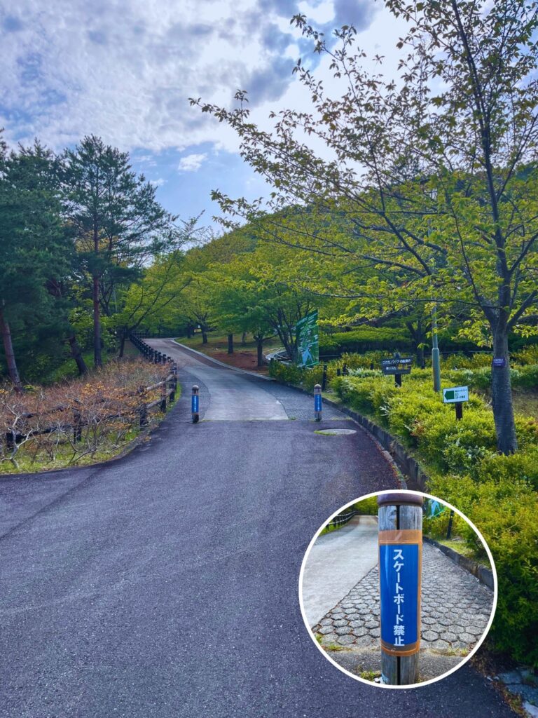 地附山公園のエントランス広場横の坂道