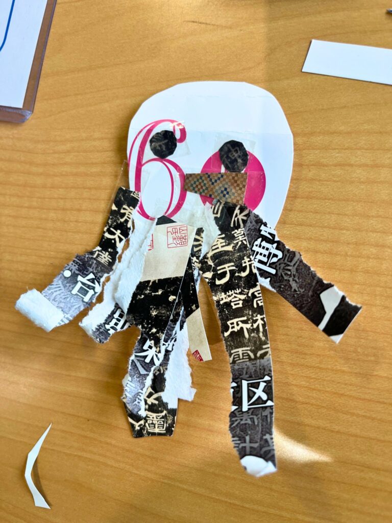 刈谷市美術館レオレオーニ展のフリーワークショップで子どもが作ったタコの作品